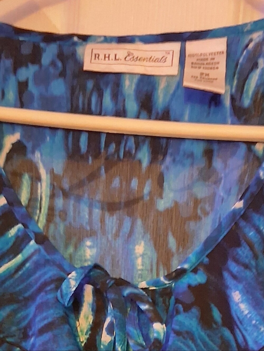 Essentials Blue & Teal Ruffle-Front Blouse - Picture 2 of 2